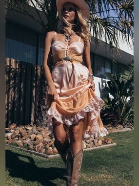 ✨ Chasing Unicorns “Take The Long Road Home” Silk + Lace Slip Dress ✨ Ombré Suns